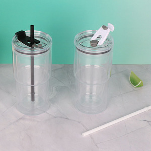 Gobelets en plastique transparents réutilisables sans BPA de 17 oz pour boules de neige, gobelets en acrylique à <span class=keywords><strong>double</strong></span> paroi pré-perforés pour artisanat DIY et paillettes - Product Image 6