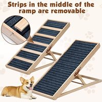 Rampe pour chien pliante pour lit Rampe pour chien réglable en hauteur à 4 angles réglables avec bandes antidérapantes, rampe pour animaux de compagnie portable en bois