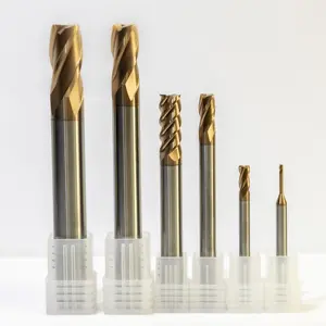 Dapat disesuaikan 2-6 seruling Tungsten Milling Cutter seri karbida Diameter mikro panjang leher EndMill bola hidung datar Roughing akhir Mill