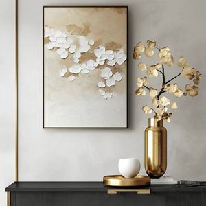 Arte Mural 3D Moderno con Diseño Floral y Textura, Arte Contemporáneo en Lienzo Pintado a Mano, Regalo para la Inauguración de una Casa - Product Image 2