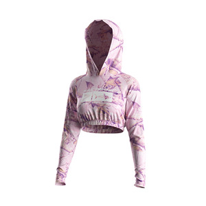 Sweat à capuche de pêche pour femme, manches longues, coupe courte, anti-transpiration, respirant, pour l'été, style streetwear - Product Image 1