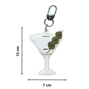 Llavero de cuero PU con forma de copa de Martini, bonito adorno colgante de copa de cóctel, de alta calidad para bolso, regalo, 10x7cm - Product Image 6