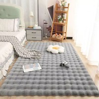 Tapis touffeté en fausse fourrure de lapin, en polyester pelucheux, sur mesure pour salon, chambre, canapé, balcon, chevet