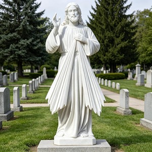 Estatua de la Divina Misericordia de Jesús con Rayos de Luz, Estilo Europeo, Mármol Blanco para <span class=keywords><strong>Iglesia</strong></span> o Jardín - Product Image 1