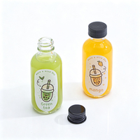 Conteneur à boisson en verre transparent carré portable de 2 oz, mini bouteille en verre pour café froid, lait à la fraise, jus, pour coffret cadeau