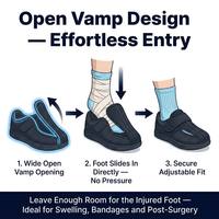 Chaussures Diabétiques Respirantes à Bout Ouvert et Réglables en Maille pour Pieds Gonflés, Post-Opératoires, Œdèmes, Hommes et Femmes Âgés