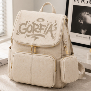 Mochila con estampado de gran capacidad y bolsillo frontal con cremallera, mochila minimalista de mano para mujer, bolsa de compras diaria, <span class=keywords><strong>color</strong></span> <span class=keywords><strong>rosa</strong></span> - Product Image 3