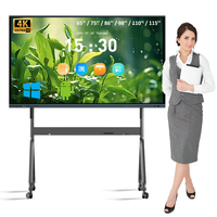 Tableau blanc interactif sans fil 4K AI 55/65 pouces pour l'éducation et l'enseignement, écran tactile intelligent, fréquence de touche 6ms, usage intérieur