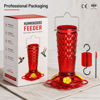 Mangeoire à colibris pour l'extérieur, mangeoires à colibris en plastique avec 6 ports d'alimentation, anti-fuite, mangeoire pour oiseaux sauvages pour le jardin