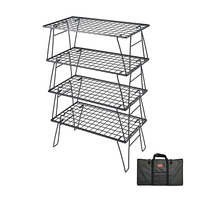 CAMPIGNMOON étagère de rangement personnalisée 4 étagères camping pique-nique extérieur IGT ensemble table et chaise table de camping pliante en métal avec sac