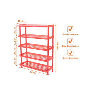 L 64xW 27xH 80.8cm 5-Tier PP Plastic Standing Type <b>Stackable</b> Durable <b>Storage</b> Shelf for Tools - Product Image 3