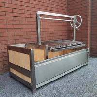 Gril Argentin Santa Maria/Parrilla Asado 53" Nouveau Design, Briques Réfractaires en Acier Inoxydable et Charbon de Bois GK1340A
