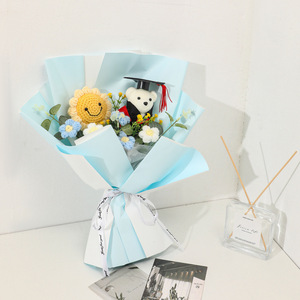 <span class=keywords><strong>Doctor</strong></span> Bear Inspirational High School Ingreso Examen Ramo Girasol Punto Lana Flor artificial Plantas decorativas - Product Image 2