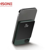 Batterie externe 2-en-1 Q9 Mini ultra-mince avec écran LED, coque en alliage d'aluminium HSONE de haute qualité, magnétique puissant, sans fil 15W/20W