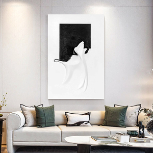 2021 Offre Spéciale encadrée Peint À La Main maison salon décor <span class=keywords><strong>blanc</strong></span> <span class=keywords><strong>Et</strong></span> <span class=keywords><strong>noir</strong></span> peinture peinture À L'huile abstraite sur toile - Product Image 4