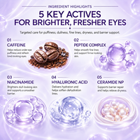 Crème Contour des Yeux Portable Anti-Poches et Anti-Cernes à la Caféine, Peptides et Céramides, Effet Éclaircissant et Raffermissant, Marque Privée, Logo Personnalisé
