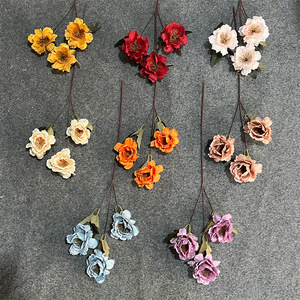 ช่อดอกพุดจำลองยี่ซวน 3 หัว ดอกไม้ผ้าไหมสำหรับตกแต่งงานแต่งงานและบ้าน - Product Image 2