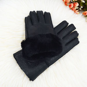 Handmade 100% Sheepskin <b>Fur</b> <b>Gloves</b> Winter Warm Soft Double Face Leather Thick Wool Lined Shearling <b>Fur</b> Cuff Cycling Casual - Product Image 3