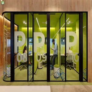 Panneaux de cloison de séparation en verre trempé clair bureau sans cadre givré décoratif trempé intérieur <span class=keywords><strong>demi</strong></span> mur de verre mobile - Product Image 5