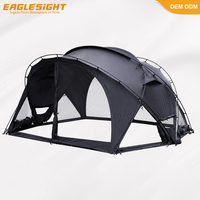 Tente de camping OEM grande taille PU3000mm 9.43 ㎡   Abri familial de base avec porte en filet, fenêtre en TPU et poêle intégré, tente dôme