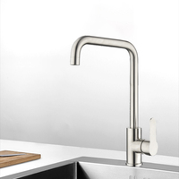 Robinet de lavabo de salle de bain contemporain YKF-6821 en acier inoxydable 304, à poignée unique, rotatif, nickel poli, avec douchette extractible semi-professionnelle