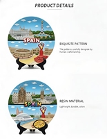 Assiette Souvenir 3D Personnalisée en Résine – Paysages Mondiaux (Paris, Londres, Rome, New York) – Plat Décoratif avec Support pour Maison, Bureau, Cadeau