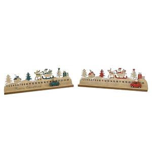 Calendrier de l'Avent en bois, voiture miniature de paysage 40x12cm H. 5cm ASS - Product Image 1