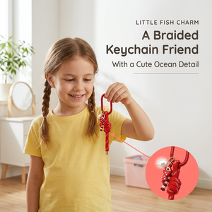 Handmade Fish Charm Braided <strong>Keychain</strong>, Colorful Cord Lanyard with D Snap Hook and Pearl Bead, Cute Gift for Kids - Product Image 2