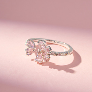 Flower Crystal <b>Ring</b> Micro Paved Adjustable Index Finger Stackable Jewelry Everyday Wear - Product Image 1