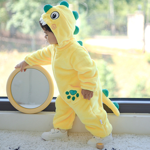 TONWHAR New Design Yellow <strong>Dinosaur</strong> <strong>Kids</strong> Long Sleeve <strong>Onesie</strong> Baby Romper with 2-way Zipper <strong>Dinosaur</strong> Costume - Product Image 3