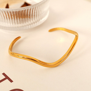 European American Style Retro Titanium Steel <b>Bracelet</b> Gold Open <b>Bangle</b> Unisex Fashion Jewelry - Product Image 3