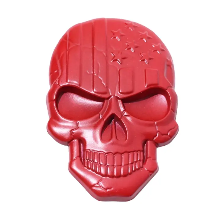 Custom made 3d skulls car emblems chrome plated auto hardware alloy logo embossed car plate styling