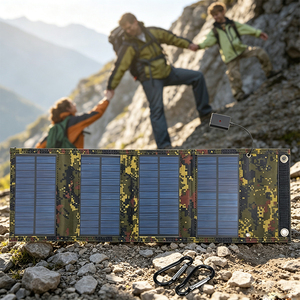 Panneau solaire pliable 60W monocristallin, chargeur USB camouflage, charge portable en plein air pour le camping et la randonnée - Product Image 4