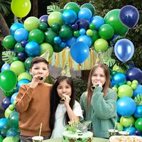 Kit d'arche de ballons à thème dinosaure FunHot, ballons en latex brillants en forme de poisson pour garçons, baby shower, jungle, safari, enfants