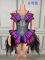 Combinaison en cristal papillon pour femme, combinaison de performance, justaucorps de danse de fête, costume de cosplay d'Halloween, tenue de festival de musique DJ
