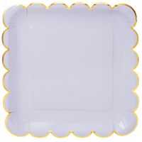 Assiette à papier pour l'élimination Bords carrés festonnés 9 pouces FOIL Square 350gsm White BoardFDA Approved Party Supplies