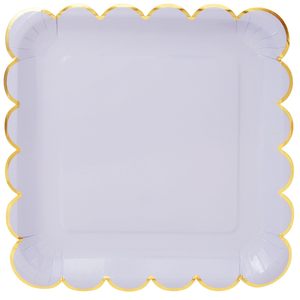 Assiette à papier pour l'élimination Bords carrés festonnés 9 pouces FOIL Square 350gsm White BoardFDA Approved Party Supplies - Product Image 3