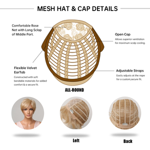 Parrucche in Capelli Umani Misti, Taglio Corto Pixie Biondo <span class=keywords><strong>con</strong></span> Frangia per Donne Bianche - Product Image 4