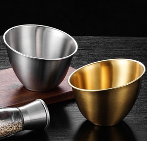 Bol en acier inoxydable de style coréen à bord incliné, doré et argenté, grande capacité pour la maison, les restaurants et la présentation de collations - Product Image 4