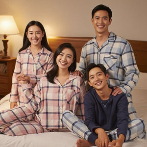 HUOYOUNG Custom Family Pyjamas Set 2 Pieces Sleepwear Pjs Set Mom and <strong>Me</strong> Plaid Soft Cotton Family Matching Pajamas Set - Product Image 1