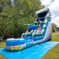 Château gonflable personnalisé de 15 pieds, 20 pieds, 30 pieds, grand toboggan aquatique gonflable géant d'extérieur pas cher avec piscine pour adultes et enfants