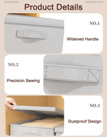Grands bacs de rangement pliables avec couvercles, en non-tissé et panneaux PP avec poignées pour étagères et chambre à coucher