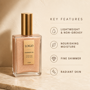 HKH Premium OEM Custom Fragrance Shimmer Body Oil Long Lasting Radiant Body Highlighter Glitter Oil Private Label Wholesale - Product Image 2