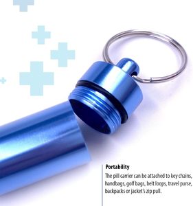 Porte-pilules porte-clés, étui à pilules en aluminium mini imperméable, conteneur de médicaments portable <span class=keywords><strong>pour</strong></span> <span class=keywords><strong>les</strong></span> voyages, organisateur de pilules de poche <span class=keywords><strong>pour</strong></span> <span class=keywords><strong>les</strong></span> vitamines - Product Image 2