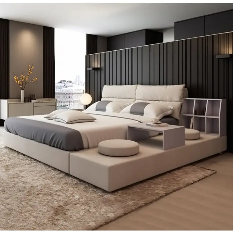 Suministro de China fabricante completo personalizado rey tamaño cama doble dormitorio con almacenamiento