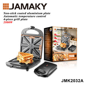 JAMAKY Profesional 2800W 4-Slice <span class=keywords><strong>Sandwichera</strong></span>, Parrilla Eléctrica <span class=keywords><strong>Grande</strong></span> Antiadherente con Control Automático de Temperatura - Product Image 4
