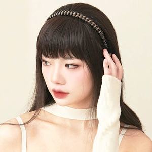 Bandeau pour femme avec <span class=keywords><strong>frange</strong></span> intégrée, postiche naturel pour couvrir les <span class=keywords><strong>cheveux</strong></span> blancs et ajouter du volume au dessus de la tête - Product Image 1