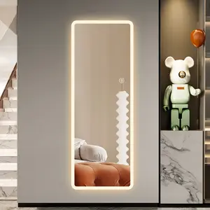 Lumière simple luxe LED robe intelligente miroir complet du corps carré hébergement à l'hôtel spécial vente en gros