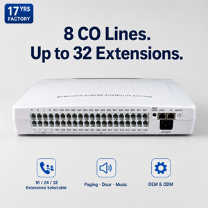 Sistema PBX para Hoteles, 8 Líneas CO, 32 Extensiones, CP832 PABX con Identificador <span class=keywords><strong>de</strong></span> Llamadas, Atendiente Automático, LCR, Teléfono Digital Expandible - Product Image 1