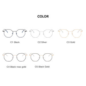 3つのHIPPOS一般的なプレーンメガネ不規則な五角形フレームの金属フレームの読み取りメガネ10代の若者のためのシンプルな眼鏡 - Product Image 2